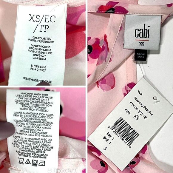 Cabi Pink Tank Top Floating Poppies Floral Tie Back Halter New - Picture 8 of 15